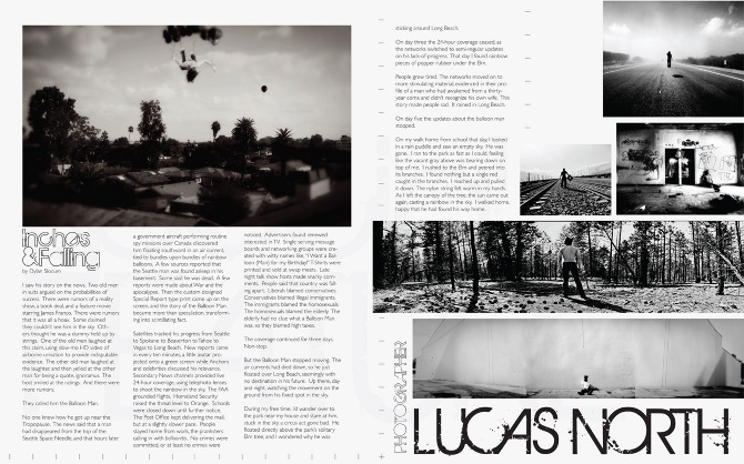 Page layout for a a fictional story based on photographs
