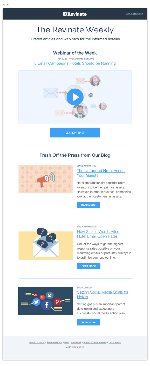 Example of a newsletter email template