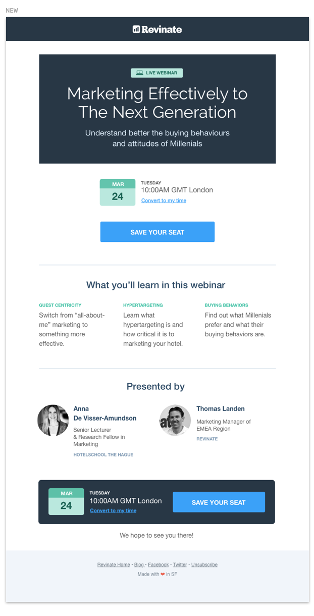 Example of a webinar email template
