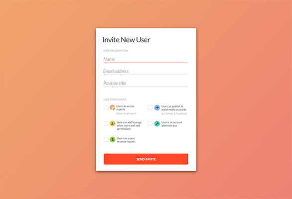 Preview image for the 'Invite New User Modal codepen'
